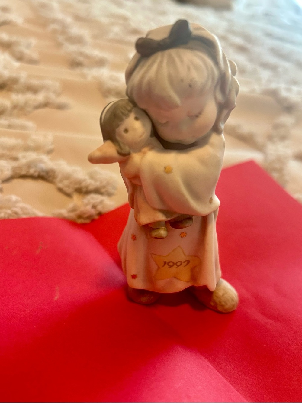 2- Porcelain Girl Figurines in Cream and Pink - Kim Anderson Brand